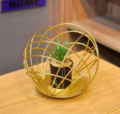 Ceramic Black Plant Pot in Gilded Bowl