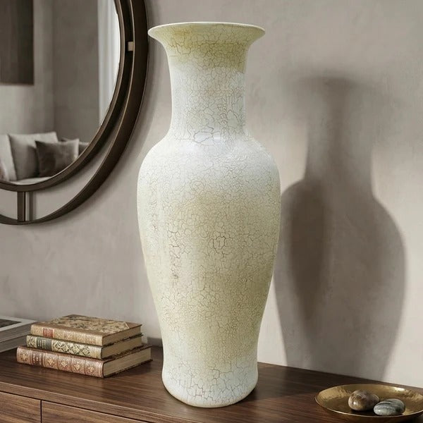 Ivory Serenity Tall Floor Vase with Dried Floral Arrangement
