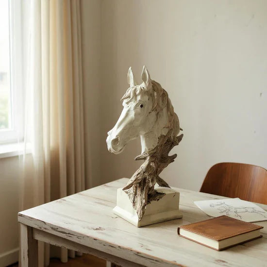 Horse Head Metal Sculpture – Elegant Figurine for Home & Office Decor | The Last Interiors