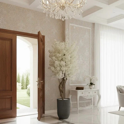 Faux White Cherry Blossom Tree in Modern Planter