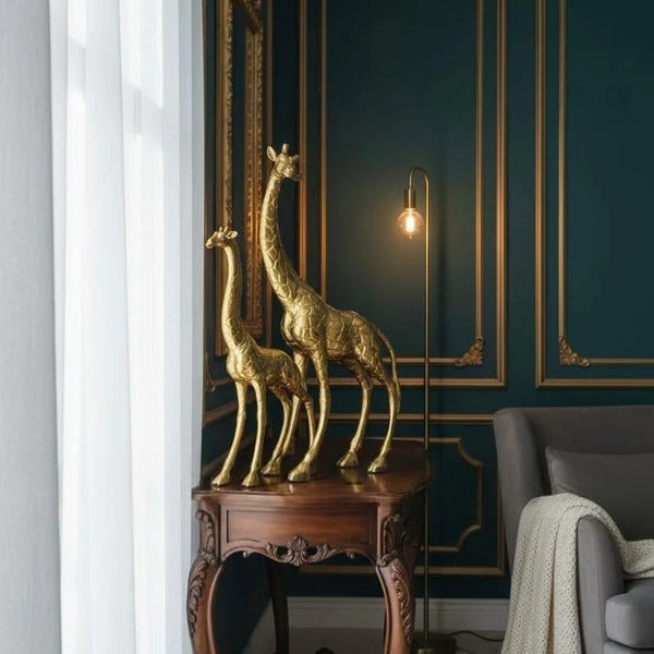 Luxury Golden Textured Giraffe Sculpture Pair (Set of 2)
