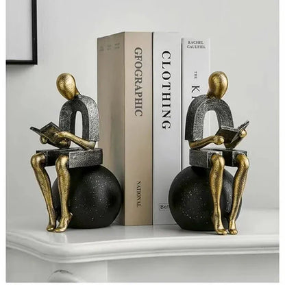 Modern Abstract Reading Figure Sculpture Bookend