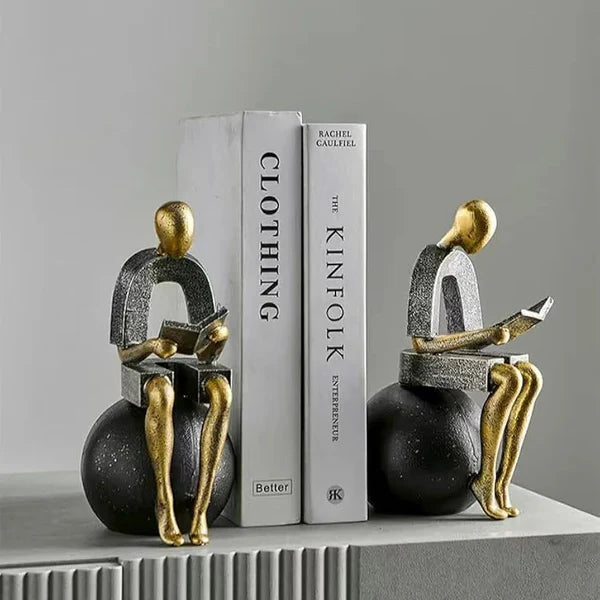 Modern Abstract Reading Figure Sculpture Bookend