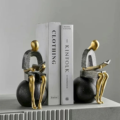 Modern Abstract Reading Figure Sculpture Bookend