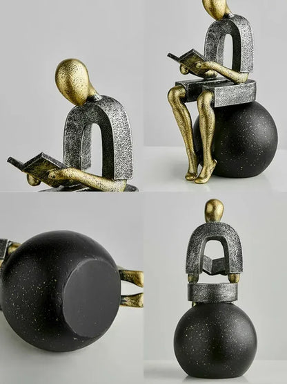 Modern Abstract Reading Figure Sculpture Bookend