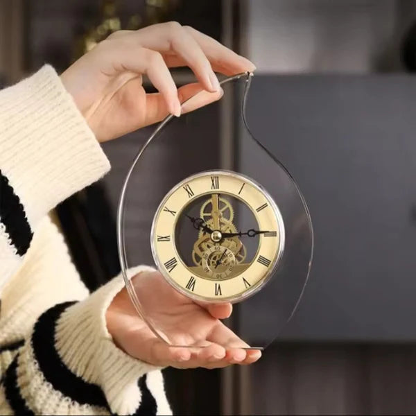 Whisper Crystal Gears Table Clock
