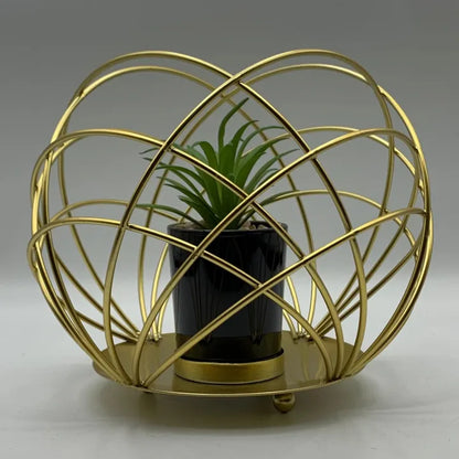 Ceramic Black Plant Pot in Gilded Bowl