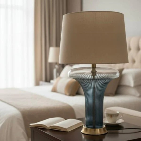 Tall Contemporary Drum Shade Crystal Lamp( Pair )
